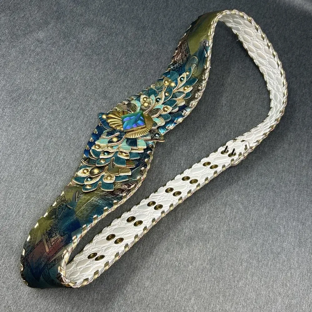 OOAK Handmade Belt Statement Sculptural Wearable Art Nouveau Fits Waists 25"-33" - Picture 7 of 12